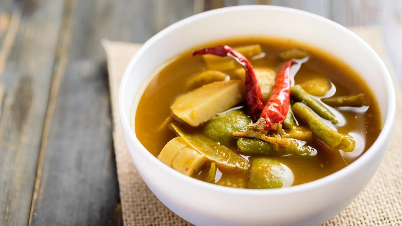 Gaeng Tai Pla, southern fermented-fish curry with vegetables