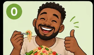 Level 0 — smiling diner, no spice