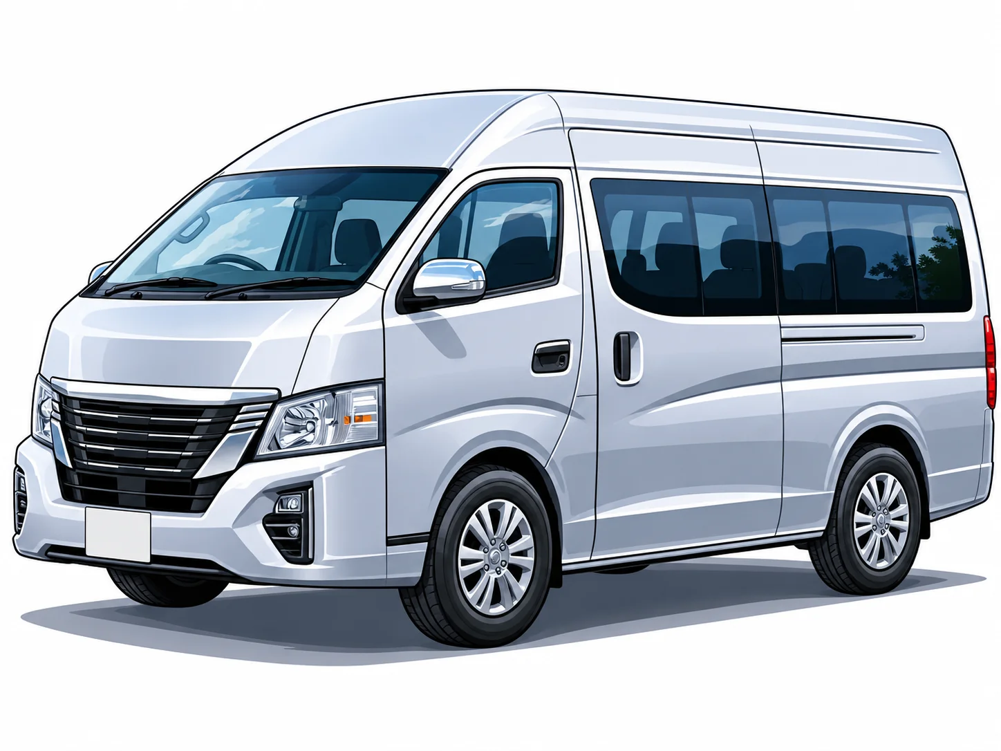 Silver passenger minivan used for Bangkok metro exits and nearby hops