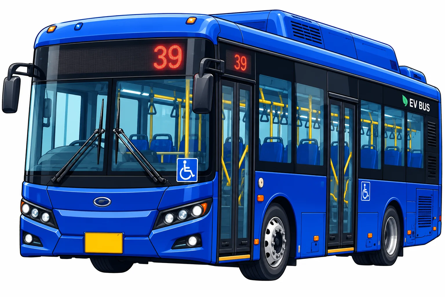 Private navy EV air-conditioned bus illustration