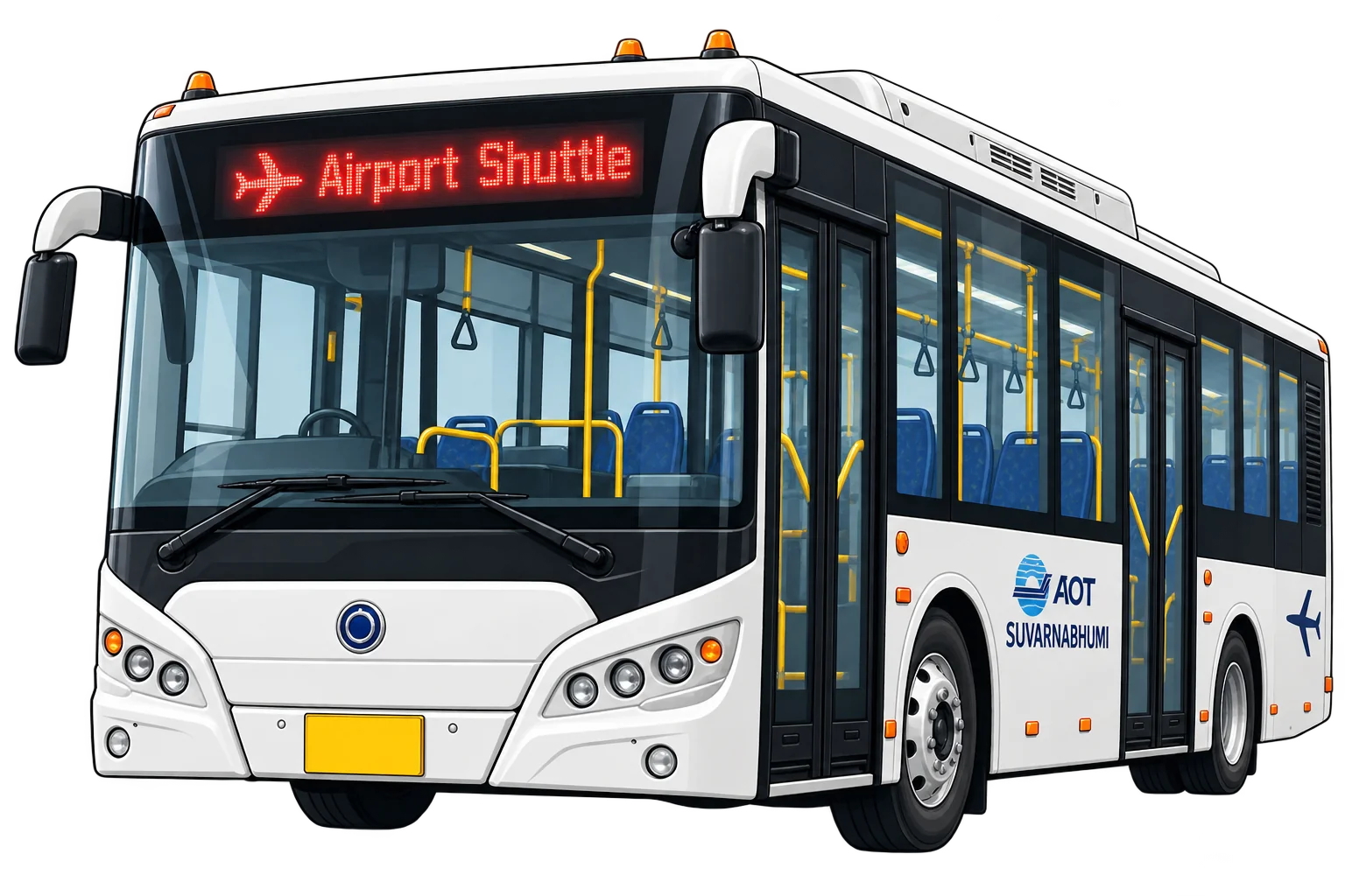 Special AC A and S line airport shuttle bus illustration